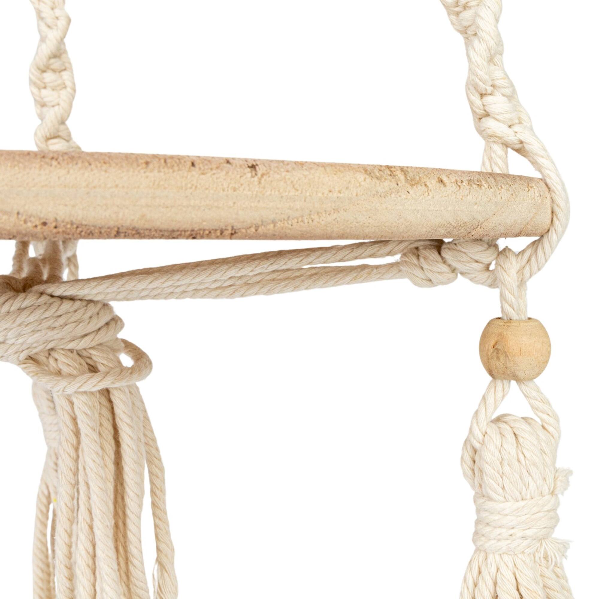 Hello Honey® 5ft. Cotton Macrame Plant Hanger with Wood Base